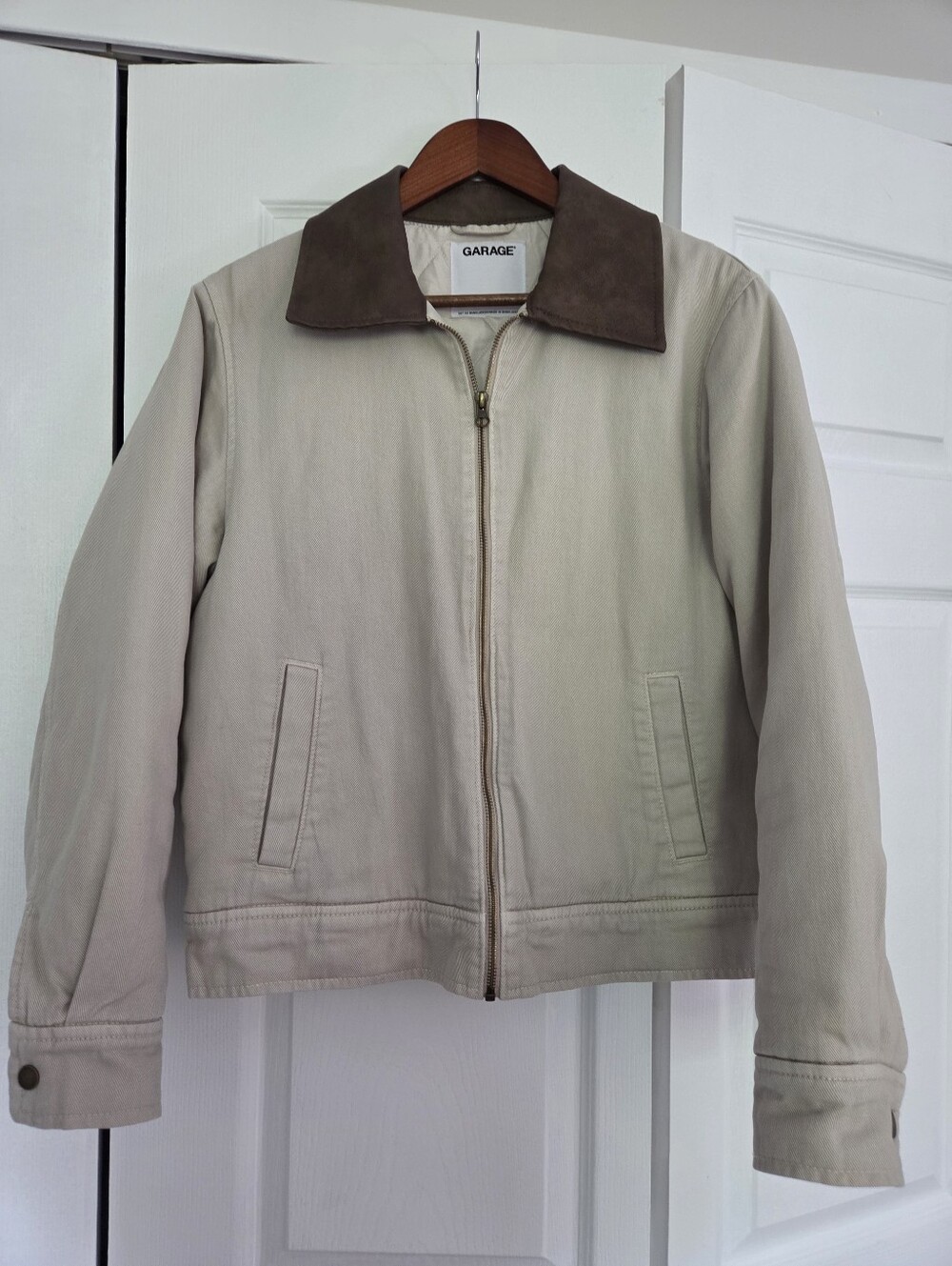 Garage Twill Worker Jacket P/S Rainy Day Beige Brown Collar